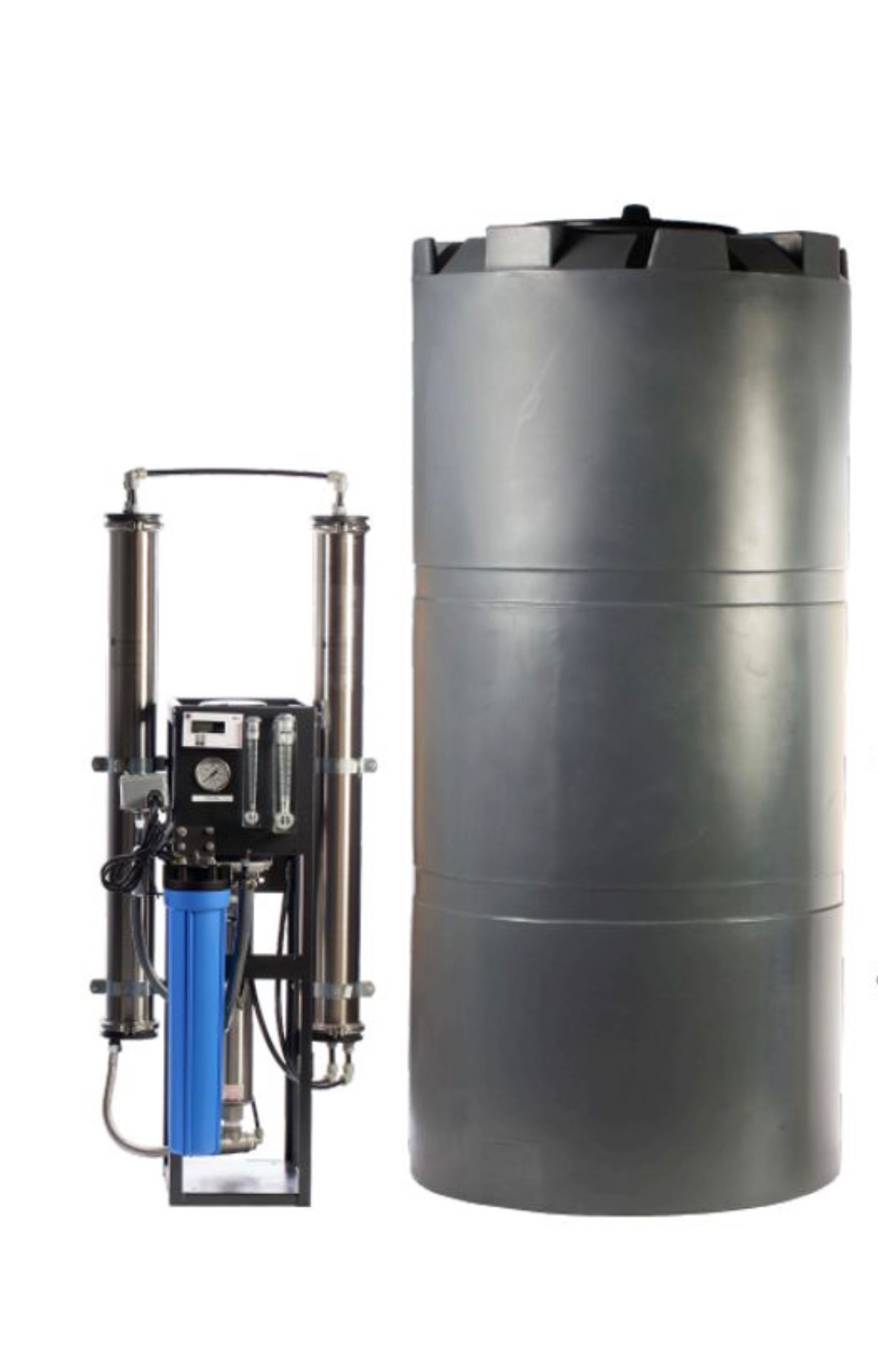 Whole-house reverse osmosis equipment and atmospheric storage tank